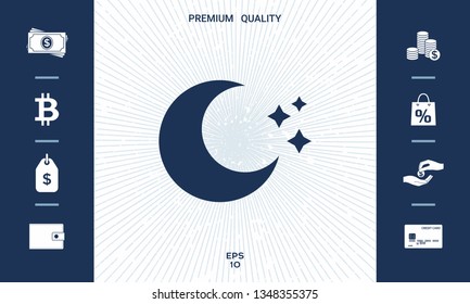 Moon stars icon. Graphic elements for your design