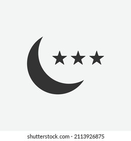 Moon and stars icon isolated flat design vector illustration on white background.