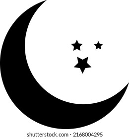 Icono de la luna y las estrellas aislado. Diseño plano. Ilustración vectorial.Noche con luna y estrellas.eps
