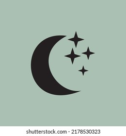 Moon and stars icon isolated. Flat design. Vector Illustration