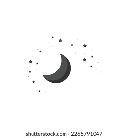Moon and stars icon isolated. Flat design. Moon and star Icon isolated on white Background. Night symbol for your web site design, logo. Flat design. filled black symbol. Vector EPS 10.