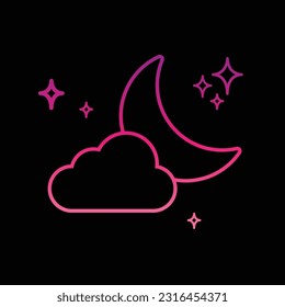 Moon and stars icon isolated. Flat design. Moon and star Icon isolated on white Background. Night symbol for your web site design, logo. Flat design. filled black symbol. 