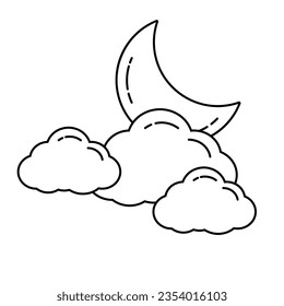 Moon and stars icon isolated. Flat design. Moon and star Icon isolated on white Background. Night symbol for your web site design, logo. Flat design. filled black symbol. Vector EPS 10.
