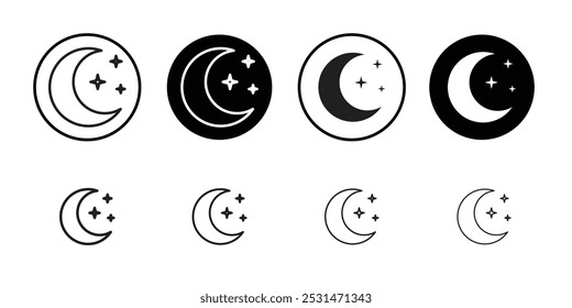 Moon stars icon Isolated flat vector in outline