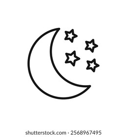 Moon stars icon Isolated flat vector in outline