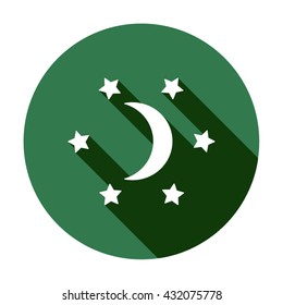 Moon and stars   icon,  isolated. Flat  design.