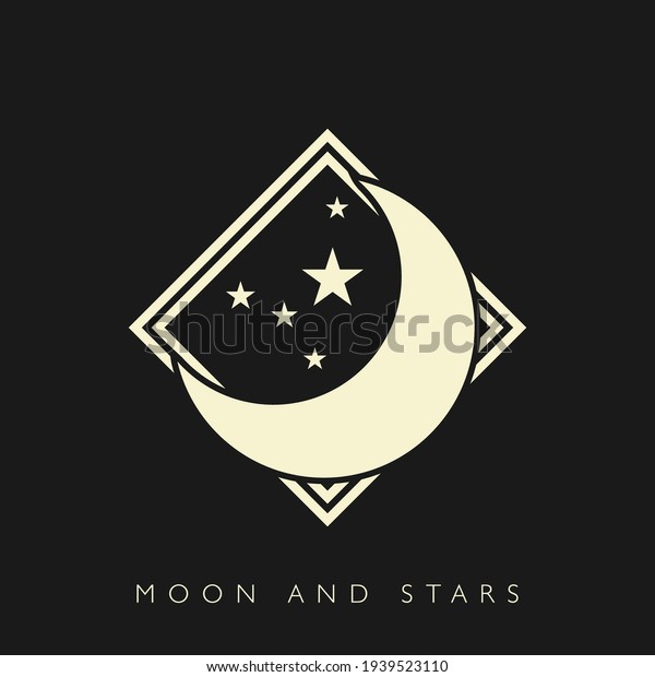 Moon and stars icon\
isolated. Flat design. Vector Illustration.Night with moon and\
stars icon in flat style. Night symbol for your web site design,\
logo. Vector EPS 10.
