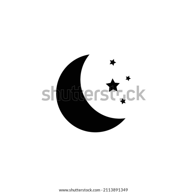 Moon and
stars icon isolated. Flat design. Moon and star Icon isolated on
white Background. Night symbol for your web site design, logo. Flat
design. filled black symbol. Vector EPS
10.