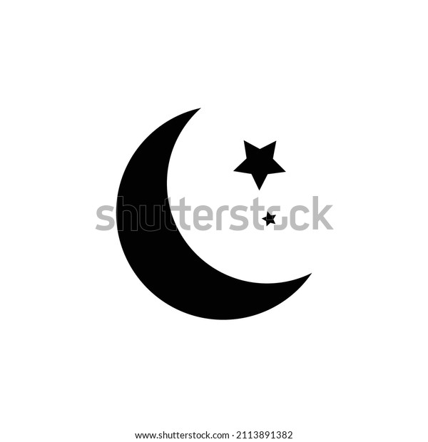 Moon and
stars icon isolated. Flat design. Moon and star Icon isolated on
white Background. Night symbol for your web site design, logo. Flat
design. filled black symbol. Vector EPS
10.