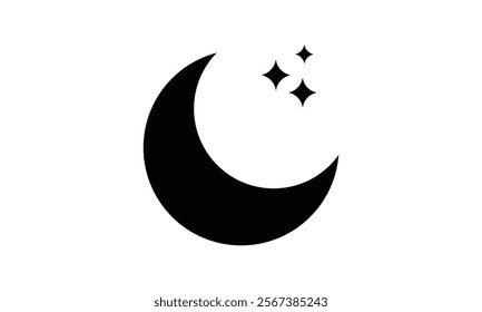 moon stars icon. isolated on transparent background.