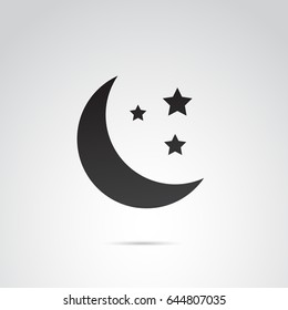 Moon and stars icon isolated on white background.