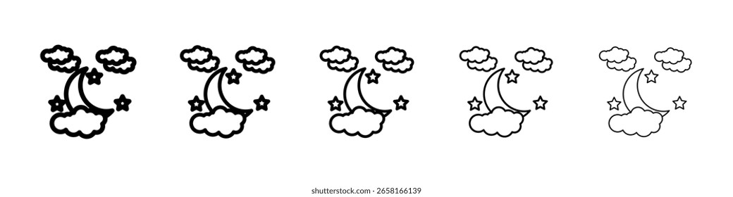 Moon and stars icon isolated vector on white background set