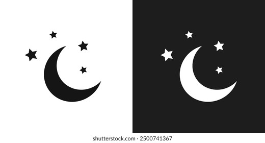 Moon stars icon line art vector