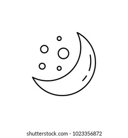 Moon and stars icon in line style. Space illustration with Moon in white background. Element for space design. Science space object.