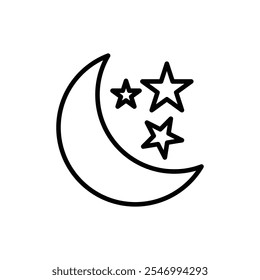 Ícone de estrelas da Lua logotipo linear isolado