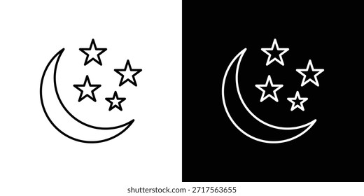 Icono de estrellas lunares Icono de Vector lineal. Líneas de trazo editables.