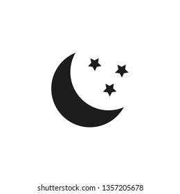 Moon and stars icon. Minimal vector illustration. Flat design