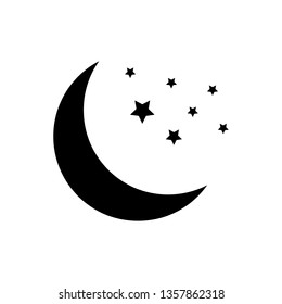 Moon and stars icon. Minimal vector illustration. Flat design 