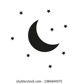 Moon and stars icon. Minimal vector illustration. Flat design