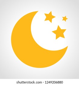 Moon with stars Icon. Multicolored weather icon on white background. Vector illustration.