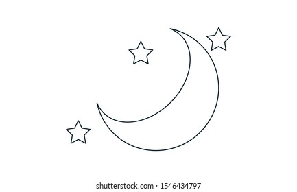 Moon and stars icon. Night and celestial usage. Vector illustration