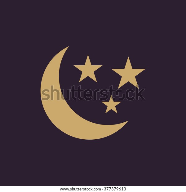 The moon and stars icon. Night, sleep\
symbol. Flat Vector\
illustration