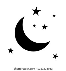 moon and stars icon. night symbol isolated on white background. vector illustration