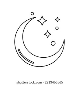 moon and stars icon on white background, vector illustration