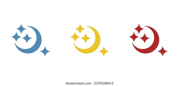 moon and stars icon on white background, vector illustration