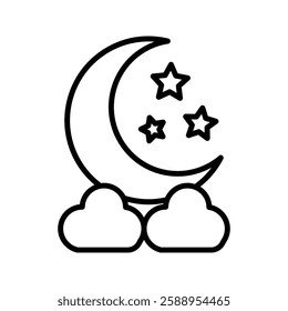 Moon and stars icon on white background