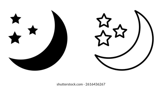 Moon and stars icon on white background