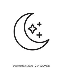 Moon stars icon outline set sign
