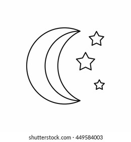 Moon and stars icon in outline style isolated vector illustration
