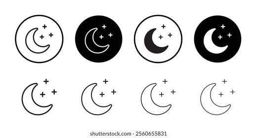 Moon and stars icon Outline vector for web ui