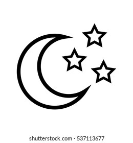 moon and stars icon over white background. vector illustration