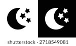 Moon stars icon silhouette vector illustration isolated flat style