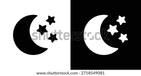 Moon stars icon silhouette vector illustration isolated flat style
