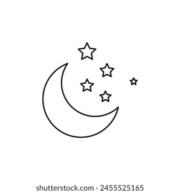 moon and stars icon. simple flat liner illustration on white background..eps