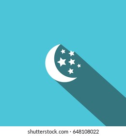 moon and stars icon. simple outline moon and stars vector icon.