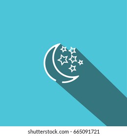 moon and stars icon. simple outline moon and stars vector icon.