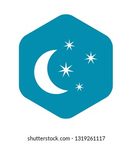 Moon and stars icon in simple style isolated on white background