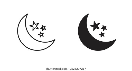 Moon stars icon in solid and stroke style.