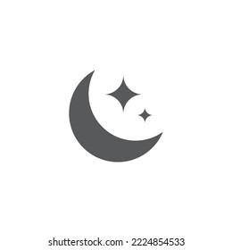 Moon With Stars Icon, Moon Icon, Star Icon Vector Illustration Eps10