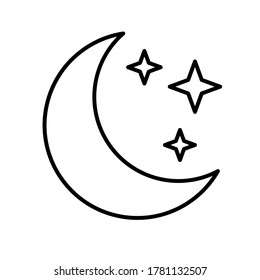 Moon and stars icon. Symbol of night. Element for web design. Vector illustration. 