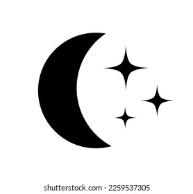 Símbolo de icono de la luna y las estrellas. Ilustración del vector