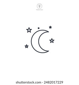Moon Stars Icon Symbol Vektorillustration isoliert auf weißem Hintergrund