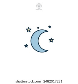 Icono de estrellas de la luna Ilustración vectorial aislada sobre fondo blanco