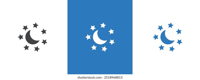 Moon and stars icon thin line illustration
