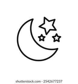 Moon stars icon Thin line art isolated