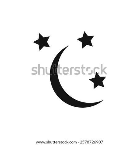 Moon stars icon Thin line art collection